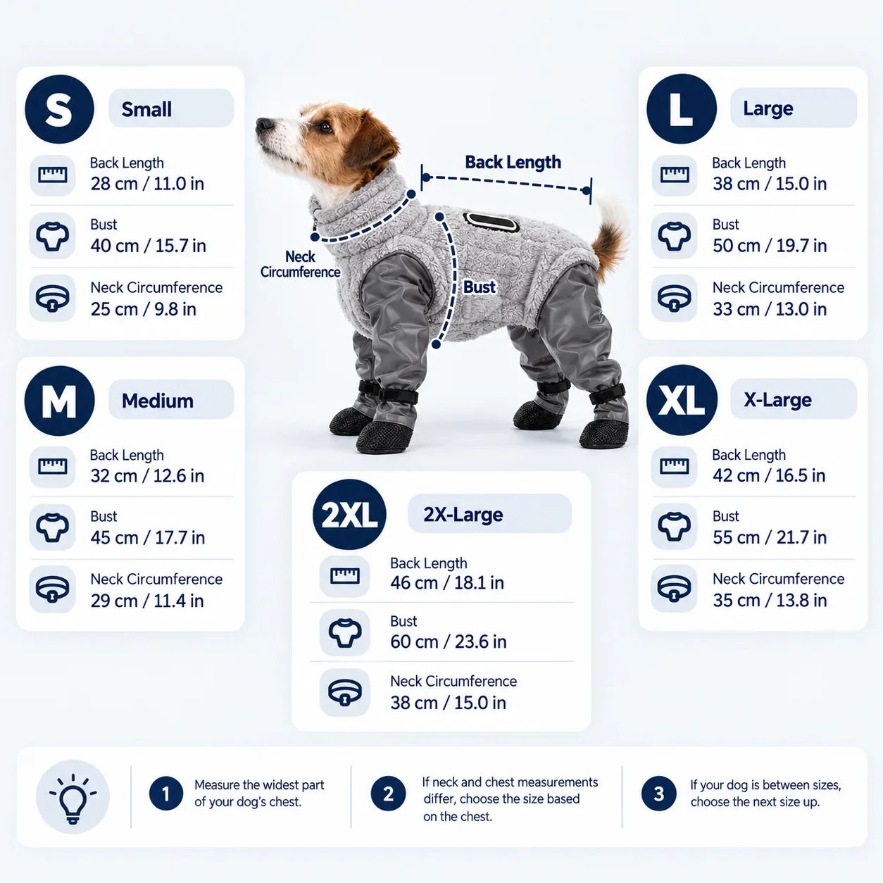 NXNNY Dog Paw Protection Suit size guide S to 2XL