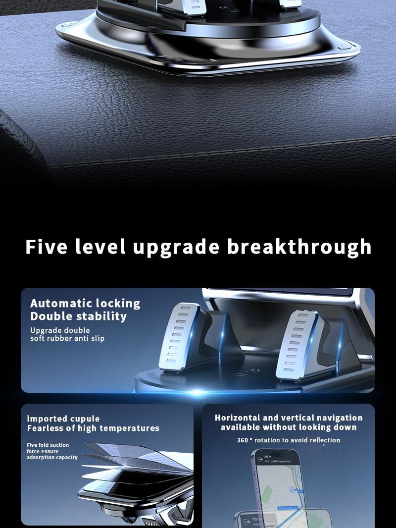 Car Phone Mount with Strong Suction Cup – 360 °   Rotation, Adjustable Viewing Angles, Anti-Slip Holder for All Phones.