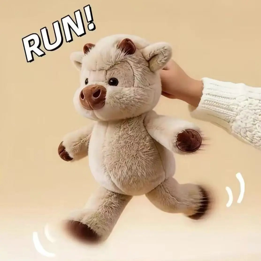 New Run Series Scottish Highland Calf Plush Toy Doll, Small Pig Hoho Stuffed Animal, Soft and Cozy Companion for Kids, Soft Huggable Cuddly Stuffed Animal