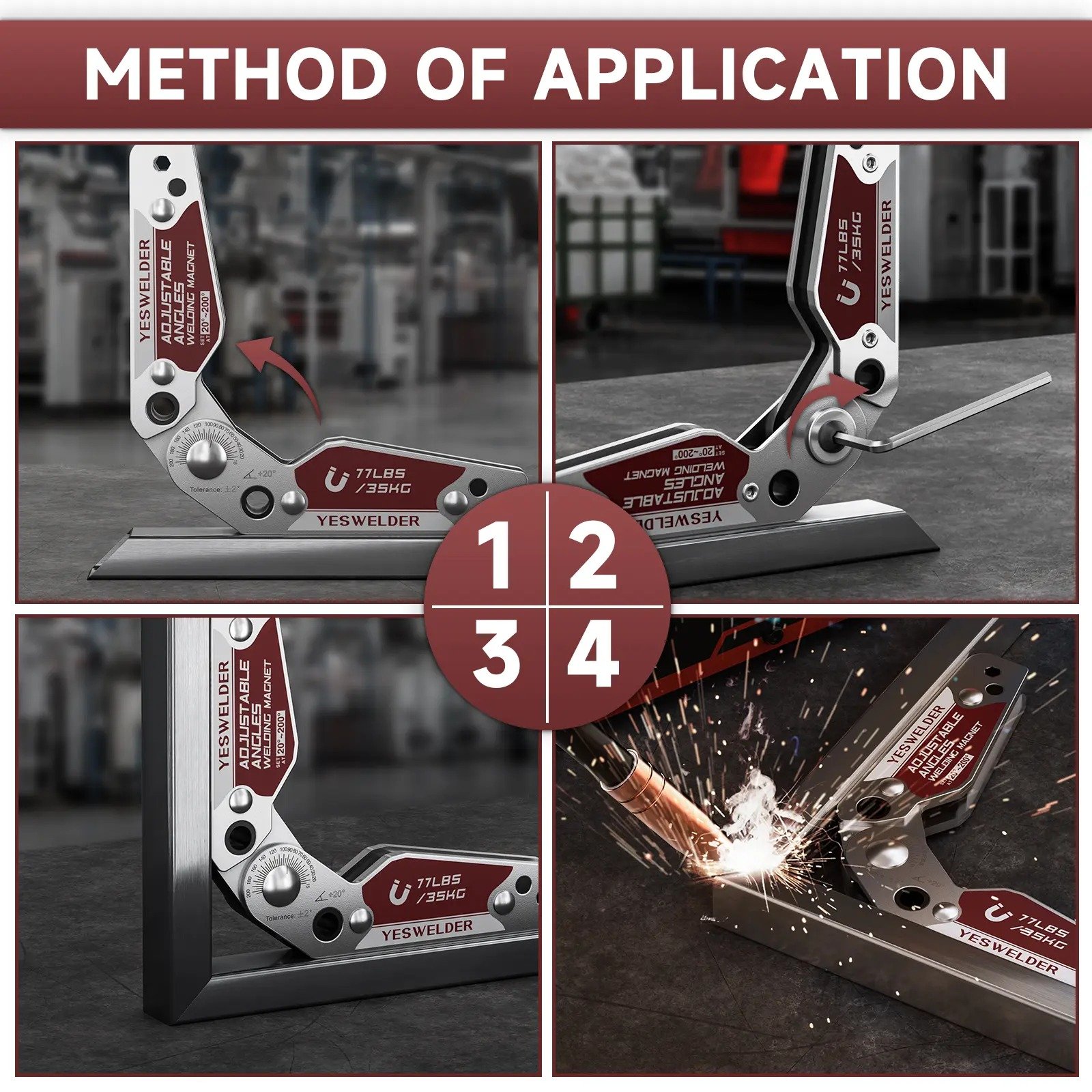 Adjustable-Angle Welding Magnet – 48 or 77 lb detail