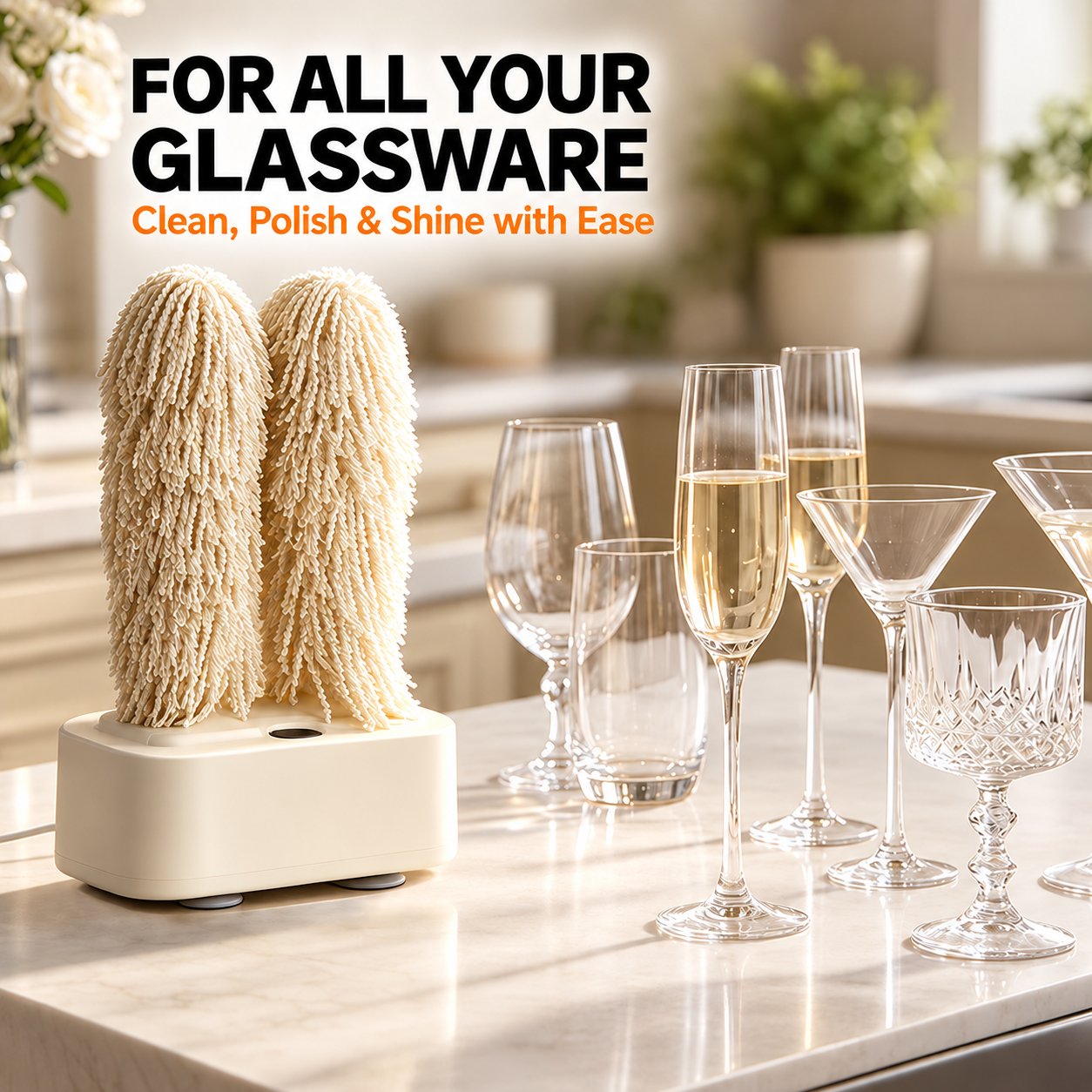Electric polisher for different types of glassware
