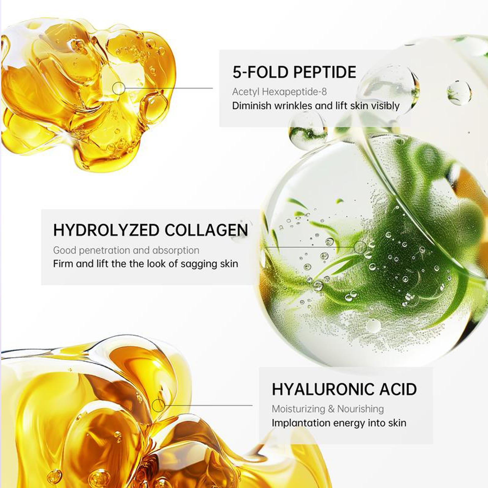 Reduces Wrinkles and Double Chin,Five Rollers for All Around Massage,Neck Firming Cream,Collagen Neck Cream,Relieves Edema,Suitable for Wrinkled Skin,with Hyaluronic Acid,VitaminC+E.