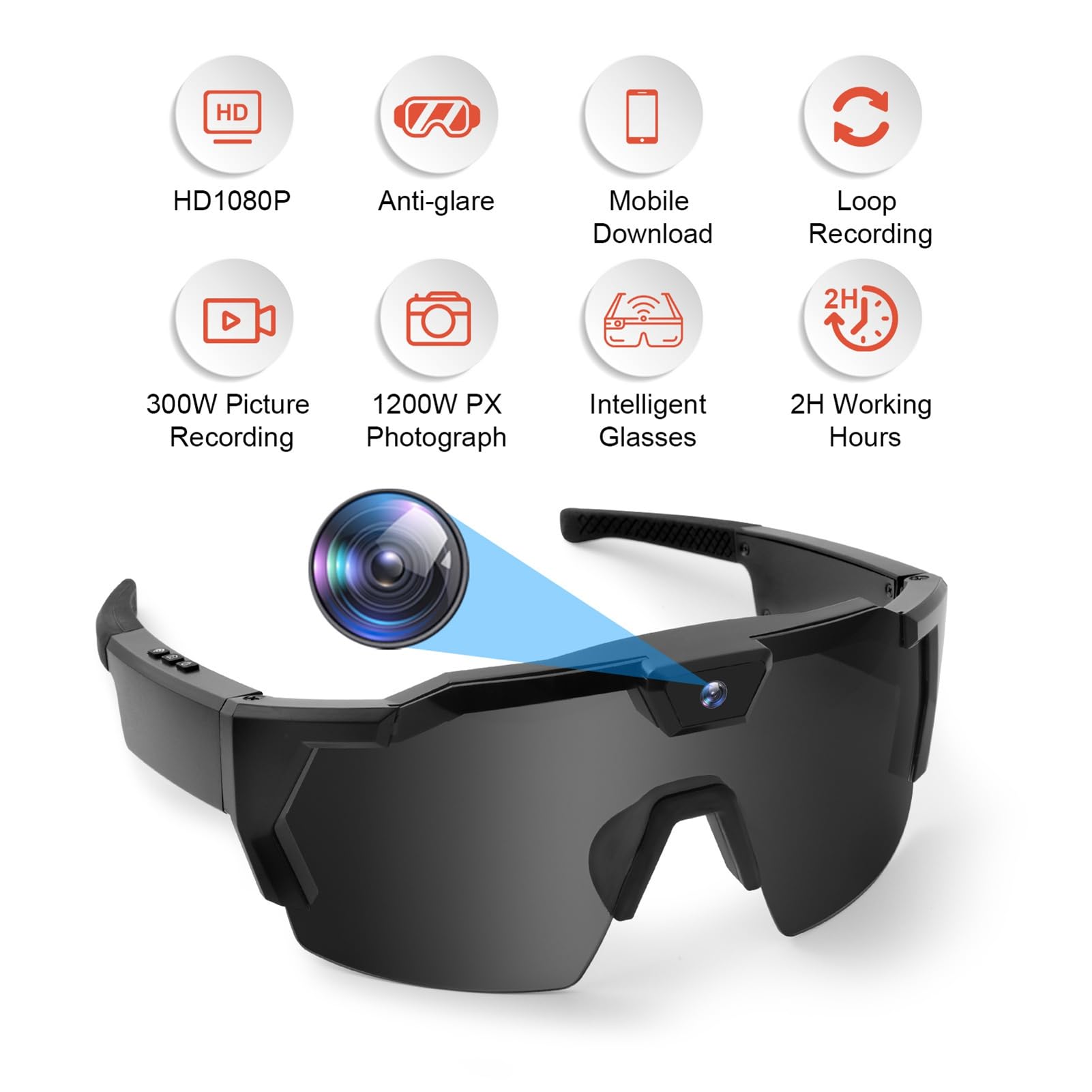Polarized lenses camera glasses