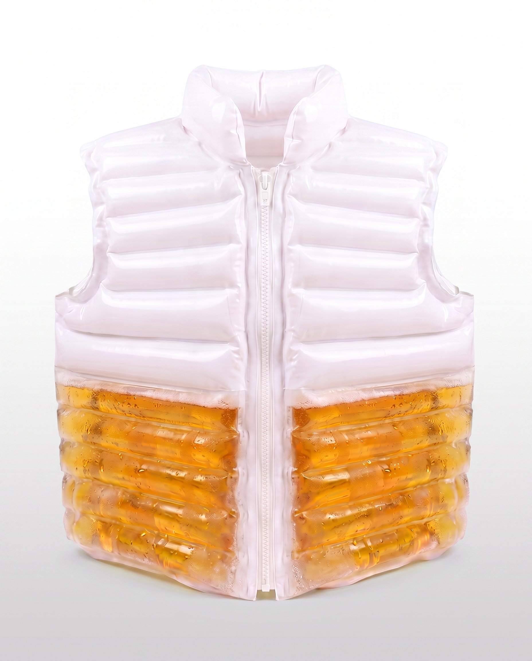 Inflatable drink vest at a pool party