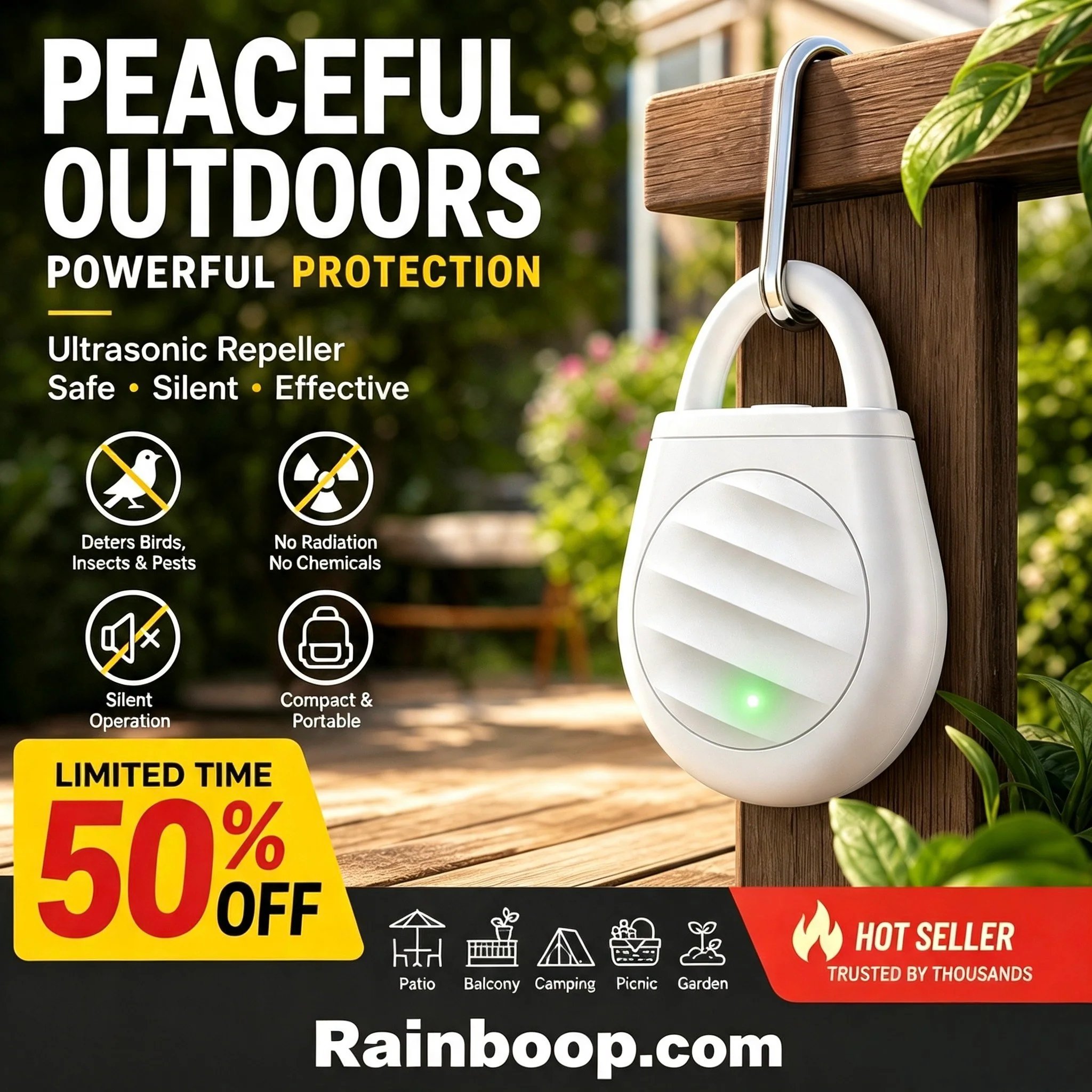 Compact portable ultrasonic repeller