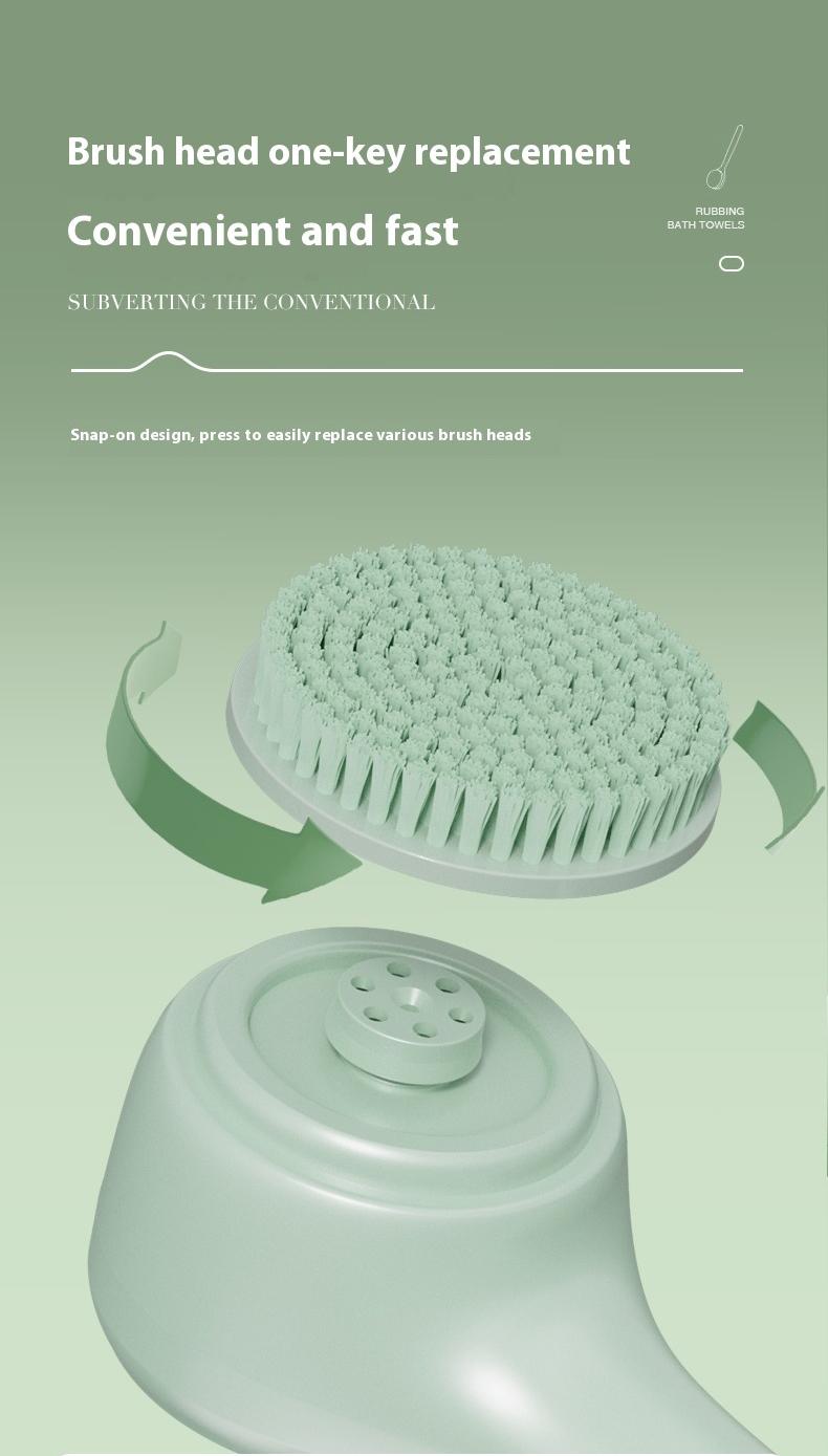 Rechargeable Motorized Electric Shower Back Scrubber - Long Handle IPX Waterproof PVC Spin Bath Brush with 5 Replaceable Heads, 3 Speed Modes, Exfoliating Massager for Adults Sensitive Skin, USB, Full Body (Shoulders, Calves Care, Great Gift Option)