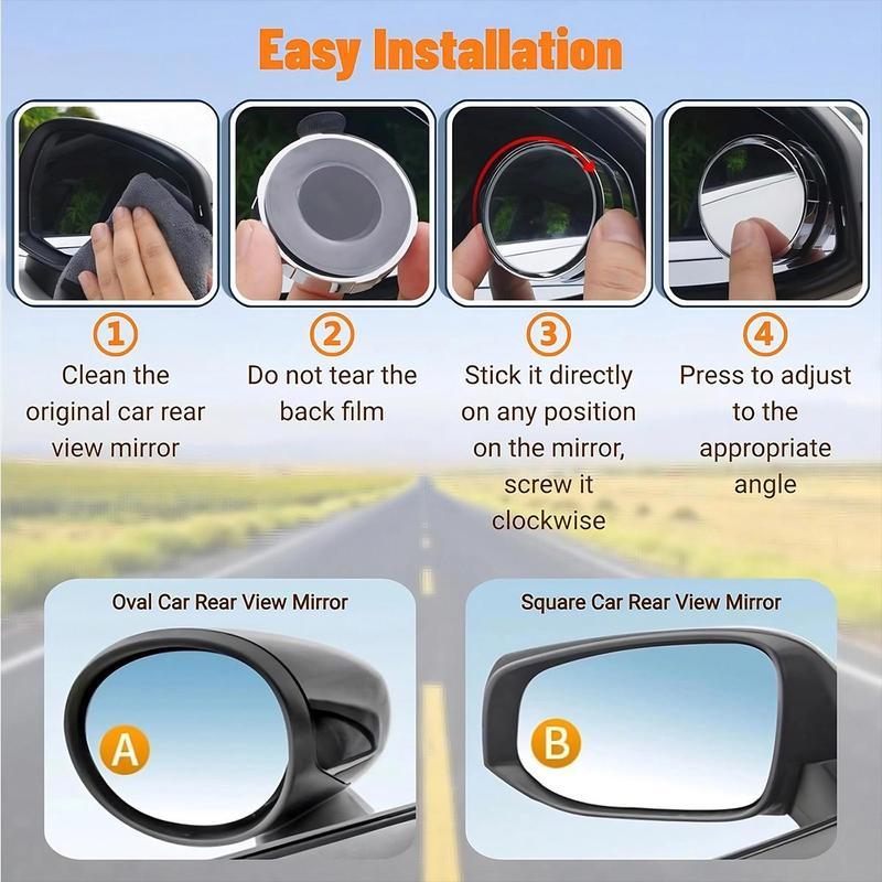 2Counts Safety driving mirror,Car Blind Spot Mirror, Wide Angle Mirror for Car Rearview Mirror,360-Degree Reversing Mirror,Vacuum Suction Cup,Small Round MirrorBlind Spot Auxiliary Mirror,Ultra-Clear Mirror.