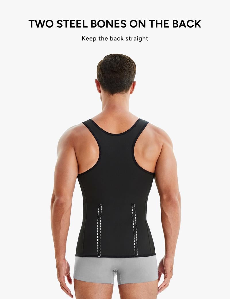 Product Introduction of 【Nebility】Men's zipper Waist Trainer Trimmer vest - double steel bone support on the back, adjustable button design, non-slip zipper, Gym Compression 19