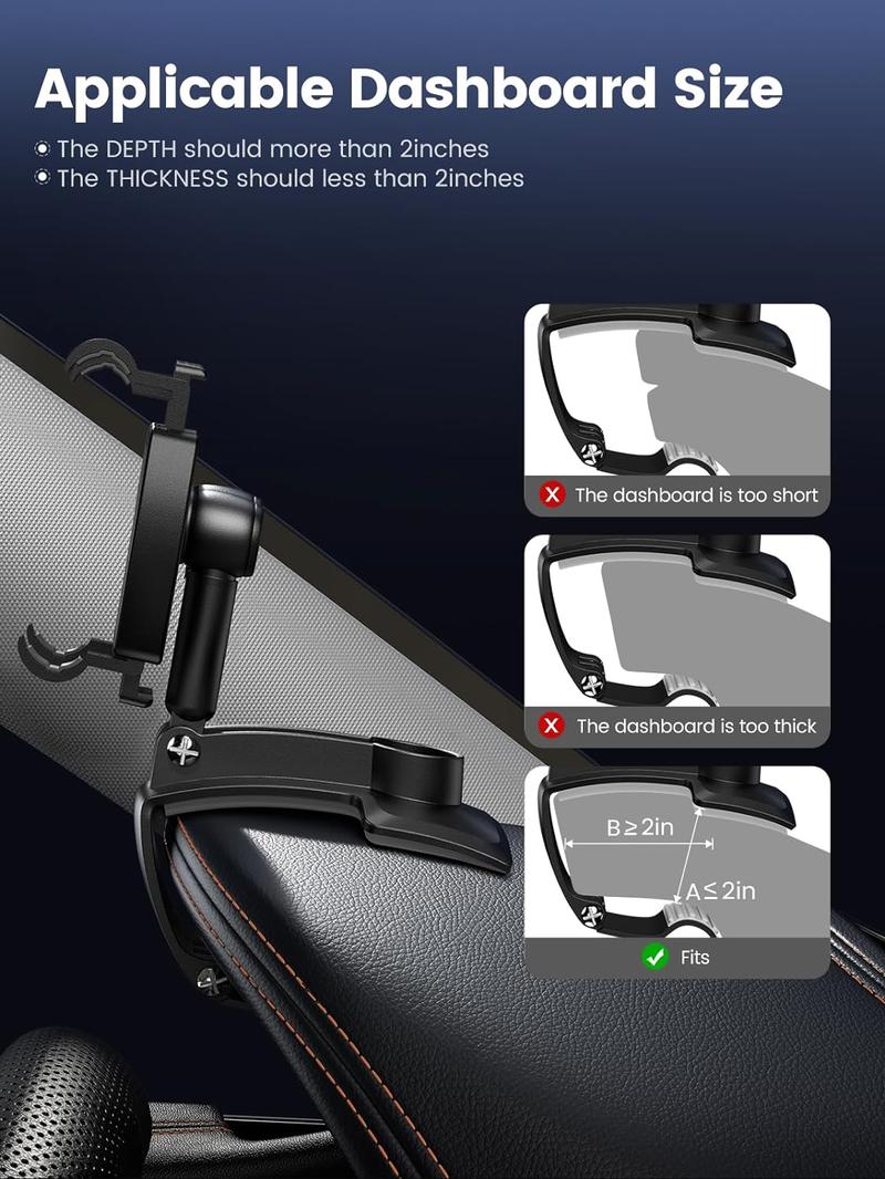 Product Introduction of 360 Degree Rotation Dashboard Car Phone Holder - Multifunctional One Hand Operation Clip Design Phone Mount Suitable 4-7 inch phones - Car accessories 2