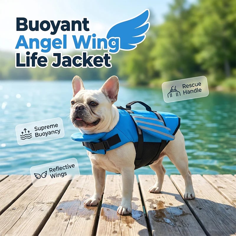 Reflective angel wing dog life jacket for supervised water activities