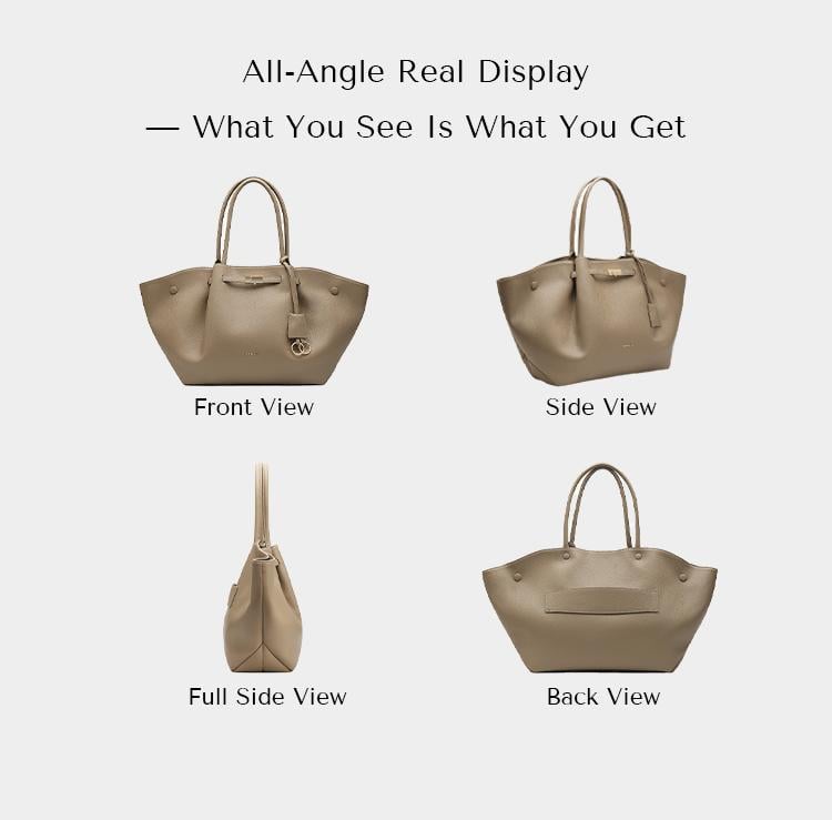 NEWBELLA Marella Top Handle Tote Bags - Elegant PU Leather Tote with Detachable Charm & Magnetic Closure System for Everyday Use 23.6" x 12.6" x 5.5" x 11" SpringStatements