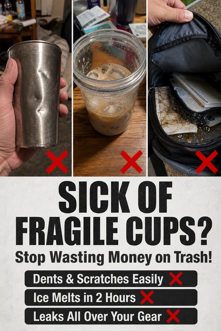 comparison showing problems with fragile drink cups