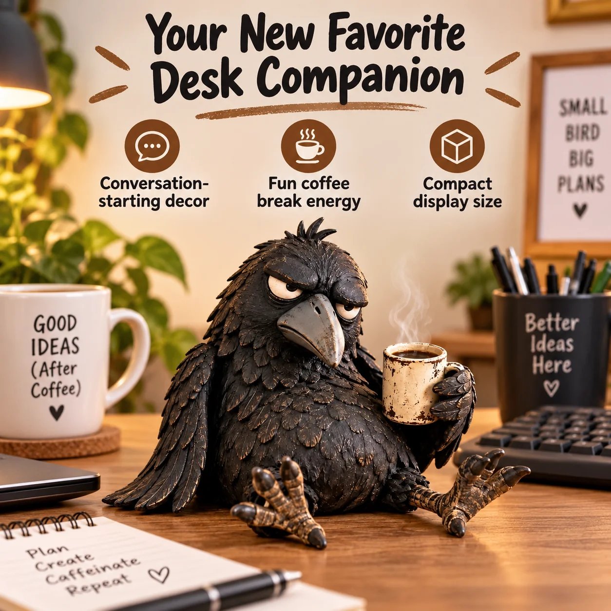 Rustic raven figurine lifestyle display