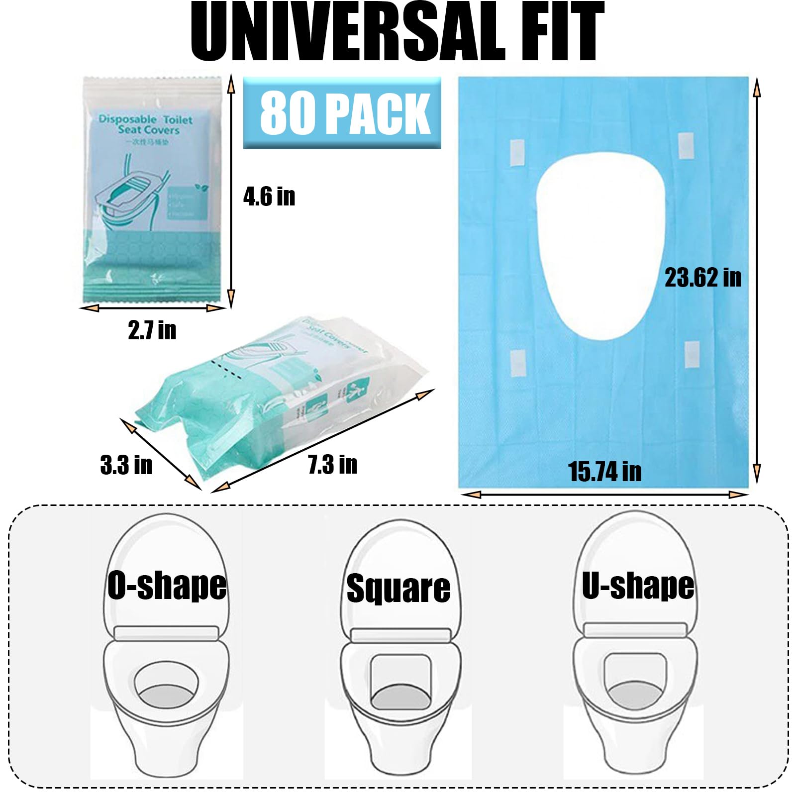 Universal Fit Dimensions 16 by 24 inches for O-shape, Square, and U-shape toilets