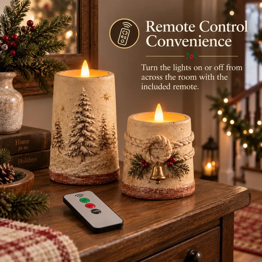 Two piece LED Christmas candle set