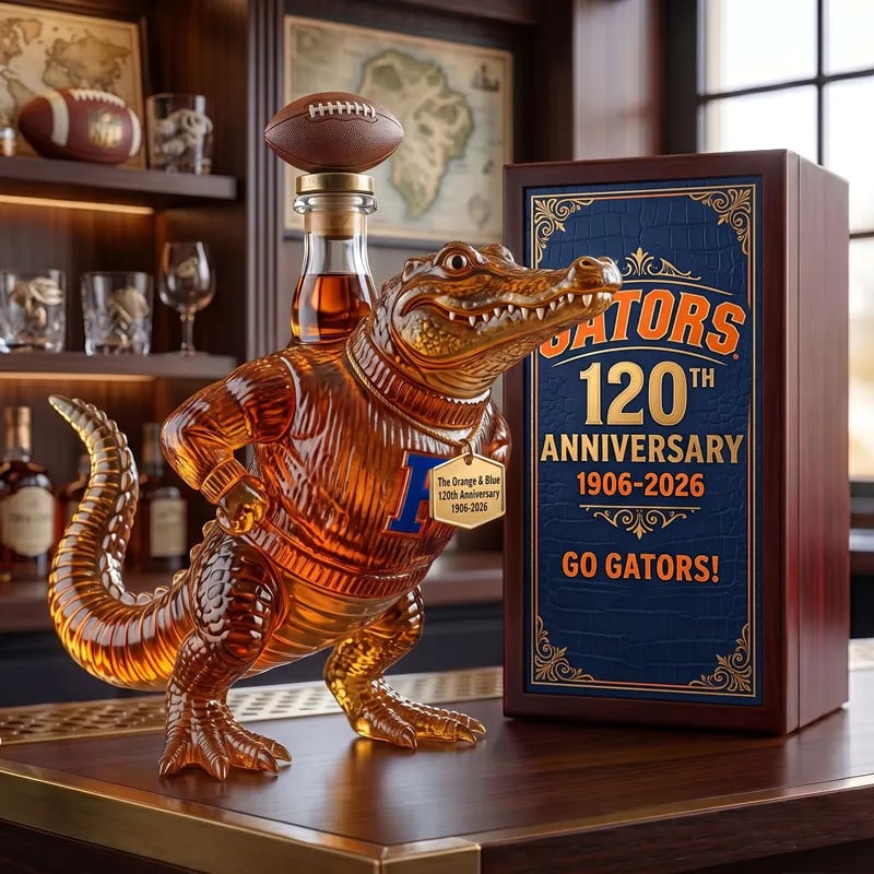 Gators 120th anniversary whiskey bottle