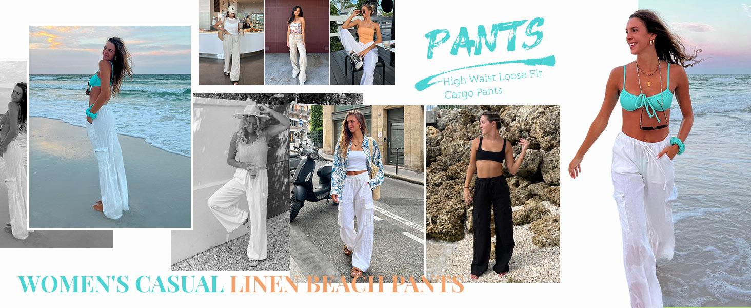 UANEO Women's Baggy Wideleg Pants Casual Elastic Waisted Palazzo Harem Pants with Pockets UANEO Women's Baggy Wideleg Pants Casual Elastic Waisted Palazzo Harem Pants with Pockets