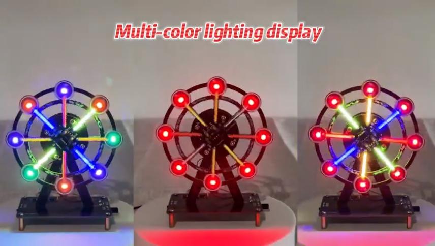 STEM Soldering Practice Kit - DIY Rotating Ferris Wheel Soder Practice Kit with 10 Light Modes, Colorful LED Electronics Soldering Projects for Adult Student Training Kit, Practical Desk Decor Present
