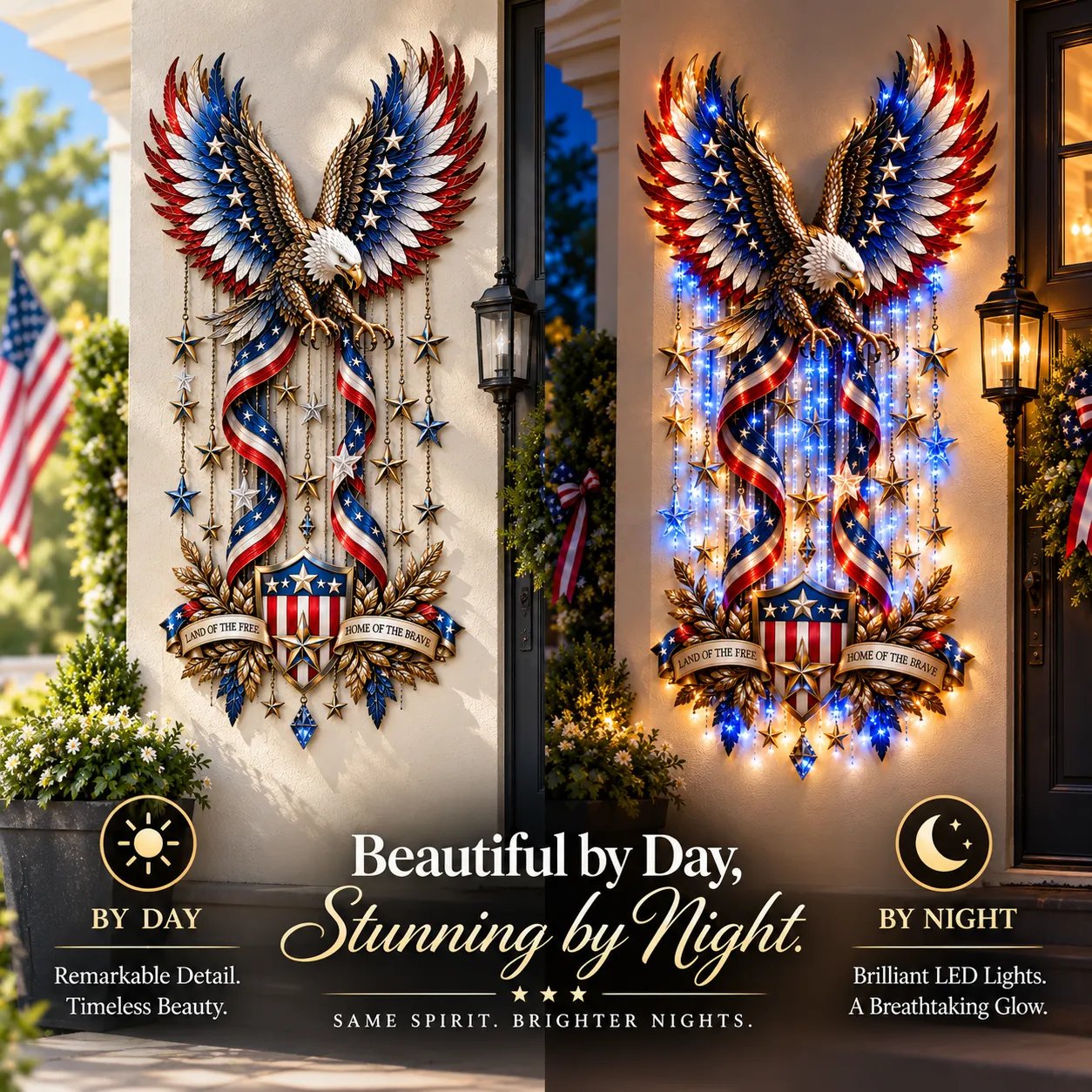🦅 American Glory Cascade™ – Patriotic Eagle LED Wall Decor lifestyle view