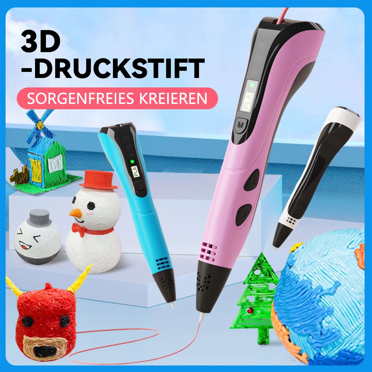 🏆NEUER 3D-Druckstift 3D Pen Set für Kinder Geburtstags- oder Weihnachtsgeschenk Kreatives DIY mit LCD-Display und PLA-Filament