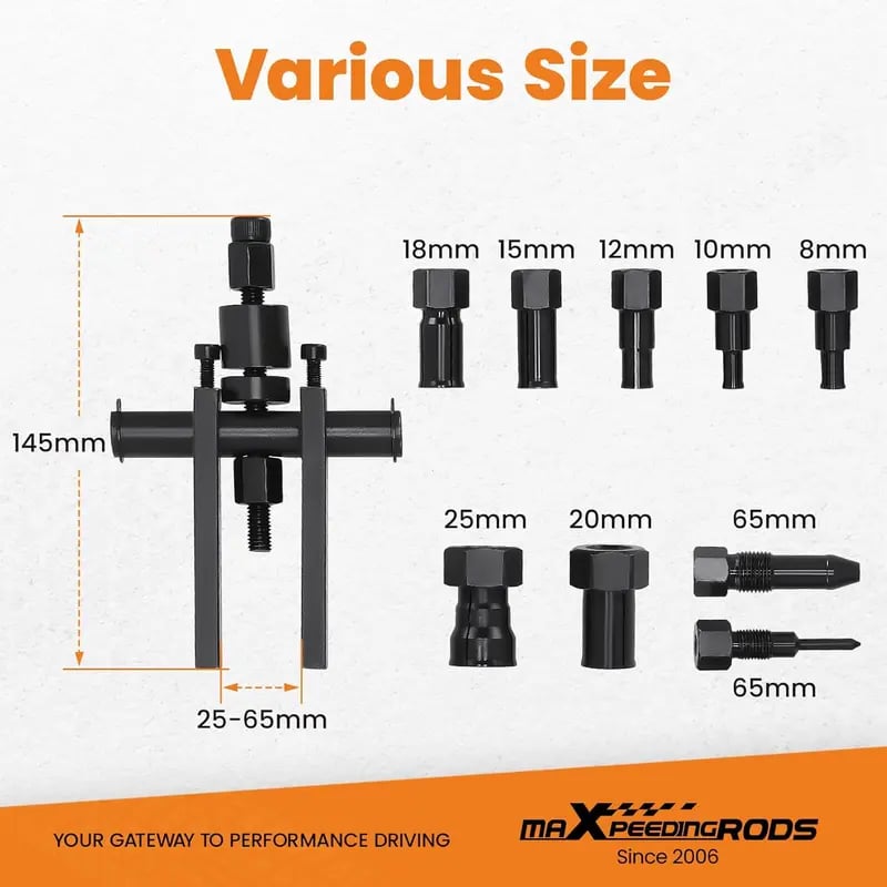 Bearing puller size compatibility