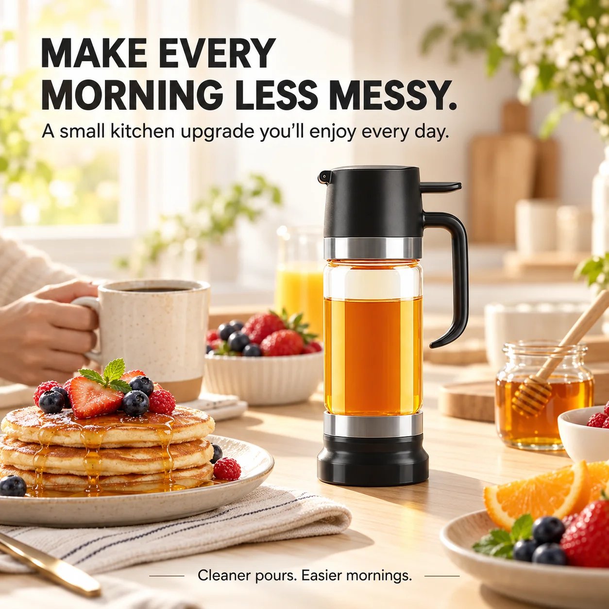 Honey dispenser for breakfast coffee tea and pancakes