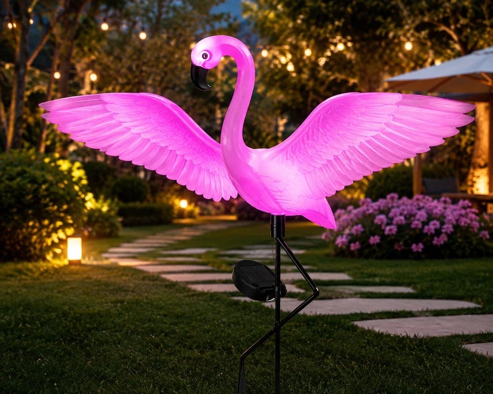 Solar Flamingo Garden Light