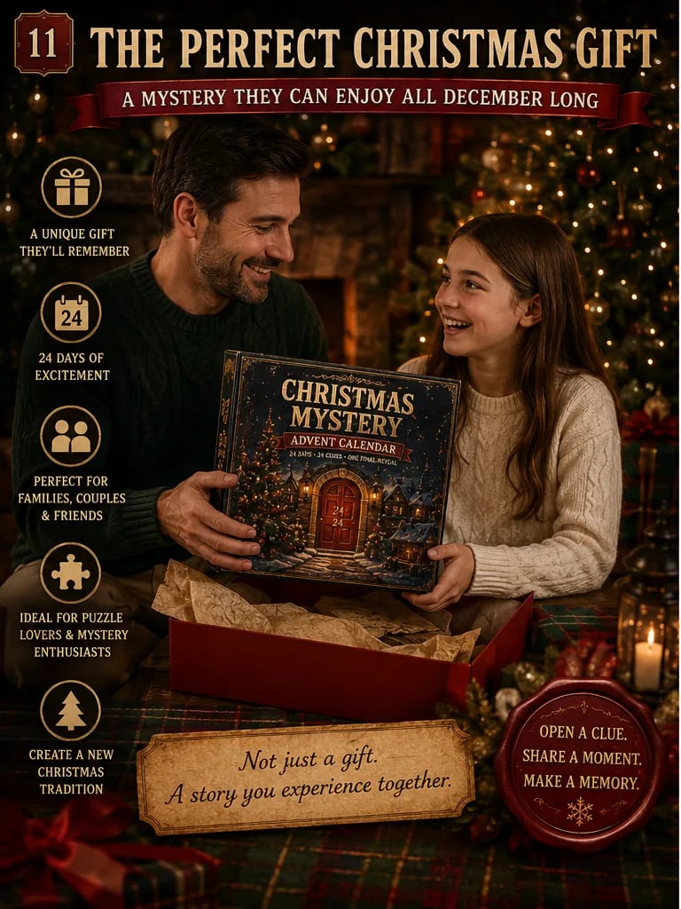 Couple opening the Christmas Mystery Train adventure as a gift