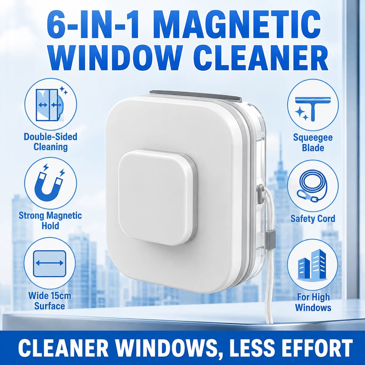 Double-sided magnetic window cleaner demonstration