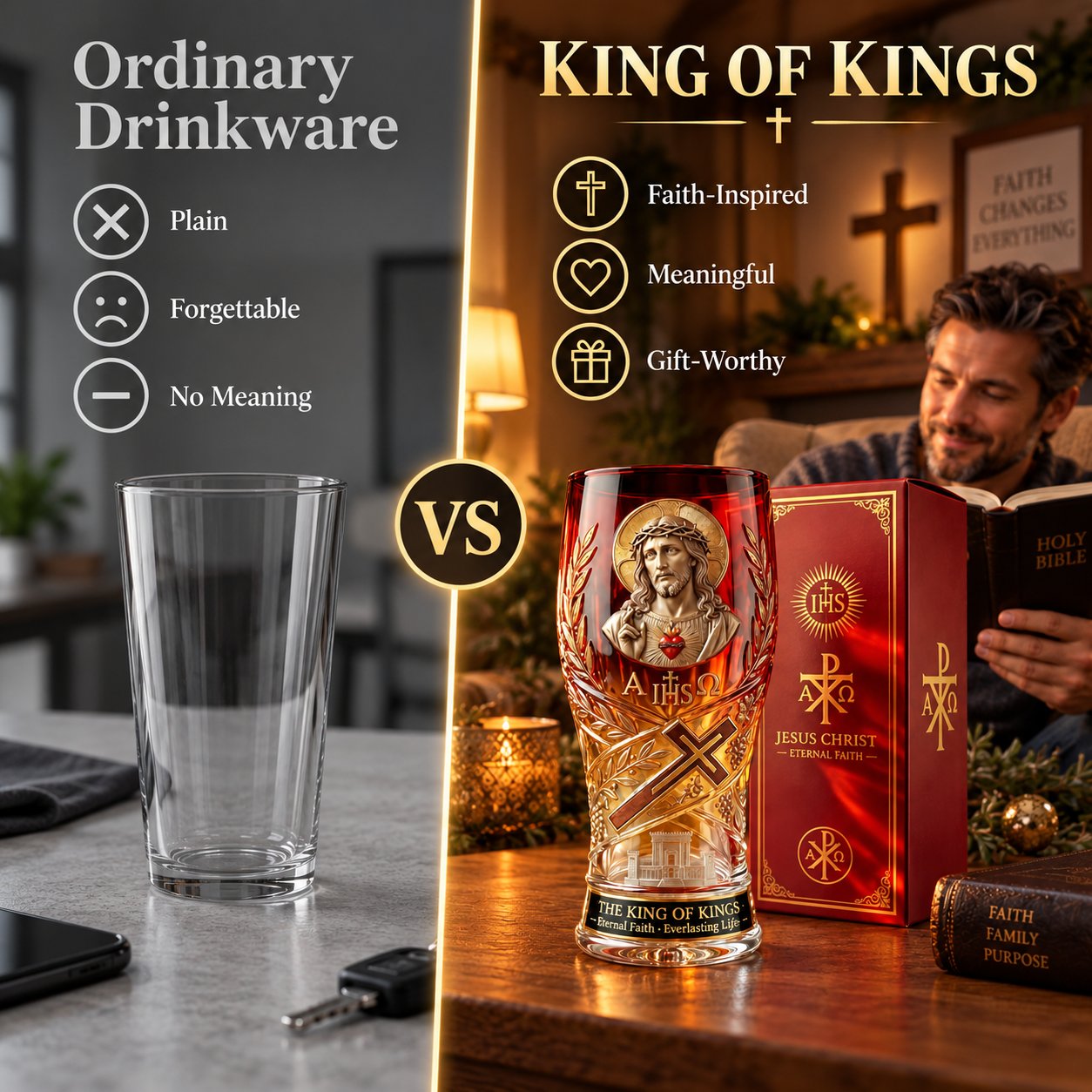 ✝️ Jesus Christ “King of Kings” Pint Glass – 16 oz